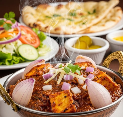 Fuelup Foods’ Paneer Do Pyaza served in a bowl with chunks of paneer and layers of onions cooked in a rich, spiced tomato-onion gravy — a flavorful North Indian vegetarian curry.